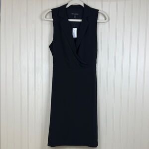 NWT Banana Republic Sleeveless Collar Wrap Front Dress Black Size 8